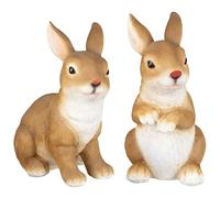 Bloomingtons Direct Set of 2 Bunny Rabbits Realistic Vintage Outdoor Garden Statues Ornament Animal Hare Rabbit Sculpture