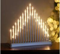 Bloomingtons Direct Silver Pipe Candle Bridge Arch Tower - Battery Operated Elegant 33 Warm White LED Xmas Candles - Christmas Decorations Candlebridge for Office, Window