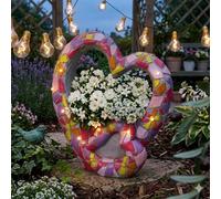 Bloomingtons Direct Solar Mosaic Light Up Heart Planter Pot 2 in 1 Garden Outdoor Decoration Solar Powered LED Lights Heart Shape Flower Planter Outdoor Garden Landscape Plant Pot