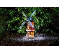 Bloomington's Direct Solar Powered Garden Wind Mill Ornament Warm Glow Light with Motion Rotating Blades Automatic On Solar Garden Light Up Windmill Porch Patio Decor