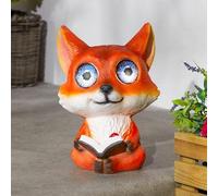 Bloomingtons Direct Solar Powered Light Up Eye Mini Animated Fox Garden Ornament with Solar LED Eyes Outdoor Wildlife Decoration, Waterproof Resin Animal Figure for Lawn, Patio, Borders