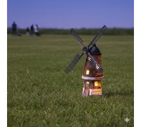 Bloomingtons Direct Solar Powered Windmill Decoration with LED Lights, Rotating Sails Light Up Windmill, Garden Decoration, Freestanding, Automatic ON/OFF Windmill Ornaments Yard, Lawn and Garden