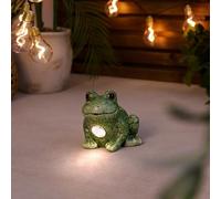 Bloomingtons Direct Solar Small Frog Garden Ornament Waterproof Cool White Solar Light Automatic On At Dusk Solar Shiny Mosaic Stone Frog Outdoor Figurine for Lawn, Patio