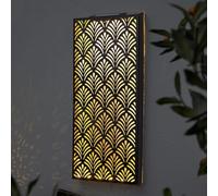 Bloomingtons Direct Solar Wall Panel, 30cm x 70cm, Hand Crafted Metal Decorative Light Solar Wall Panel - Metal Cut -Out Crafted Garden Ornament Eco-Friendly Wall Art for Garden