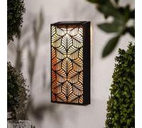 Bloomingtons Direct Solar Wall Panel, 37cm x 19cm, Solar Metal Decorative Light Solar Wall Panel - Leaves Metal Cut -Out Crafted Garden Ornament Eco-Friendly Wall Art for Garden