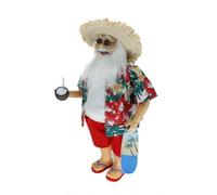 Bloomingtons Direct Standing Santa 18" Father Christmas Ornament, Hawaiian Santa Claus Figure Xmas Decoration Ornament Doll for Table Home Display Christmas Party Decoration