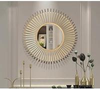 Bloomingtons Direct Sun Burst Round Wall Mirror, Crystal Cuts Jewelled Beaded Boarder, 68cm Diameter Decorative Wall Mounted Round Mirror for Hallway, Living Room Mirror