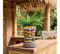 Bloomingtons Direct Tiki Planter Pot Indoor Outdoor Flower Pots Suitable For Artificial or Real Garden Pots Planters for Your Garden Tiki Head Design Planter