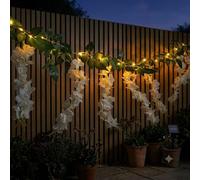 Bloomingtons Direct Wisteria String Solar Lights 3.9m Warm White LED Outdoor Fairy Lights, Waterproof Summer Decoration Fairy Lights Automatic On/Off, No Wiring for Garden