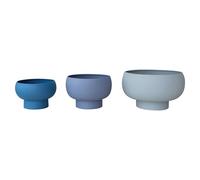 Bloomingville 3-Piece Round Metal Footed Planters, Blue