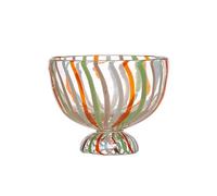 Bloomingville 6.75 Inches Hand-Painted Glass Footed Stripes, Multicolor Bowl, Multi