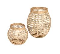 Bloomingville A90902779 Glass Insert Sizes Natural Seagrass Lanterns (Set of 2), 9", Brown