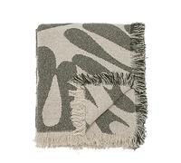 Bloomingville Alk 82058457 Blanket in Green with Printed Pattern Recycled Cotton 160 x 130 cm