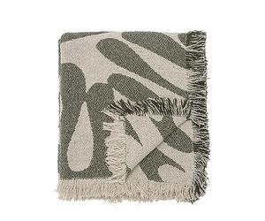 Bloomingville Alk 82058457 Blanket in Green with Printed Pattern Recycled Cotton 160 x 130 cm