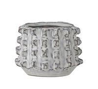 Handcrafted Bloomingville Brena White Stoneware Flowerpot: Structured Pattern