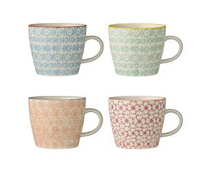 Bloomingville Carla Mug Set 4 Assorted Colors Ceramic Coffee Tea Cups