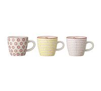 Bloomingville Ceramic Cups with handle Susie - colorful Mugs perfekt for double espresso, a small café crema - content 220 ml Set of 3 Styles, Stoneware, red yellow rose