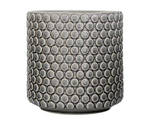 Bloomingville Ceramic Flower Pot Dot - colorful Planter, Pot for plants, sukkulents Size M (15,5 cm ø) Dia 6'' H 6'', Stoneware, grey