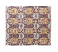 Bloomingville Cotton Slub Printed Throw Blanket with Tibetan Tigers Pattern, Multicolor
