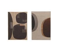 Bloomingville Creative Co-Op Mango Wood Framed Fabric Decor with Abstract Print, Black & Beige, 2 Styles Wall Art, Multi