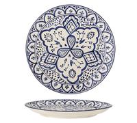 Bloomingville Creative Collection Karlie Plate - Blue Stoneware, 27.5cm, Hand-Painted Mediterranean Design, Unique Glaze Variants, Dishwasher & Microwave Safe