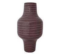 Bloomingville Enameled Metal Indoor/Outdoor Organic Striped Vase, Plum Color