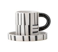 Bloomingville Frankie cup with saucer 30 lack-white