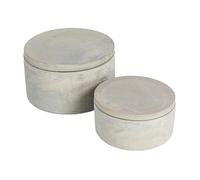 Bloomingville Round Decorative Cement Storage with Lids, Grey, Set of 2, Gray