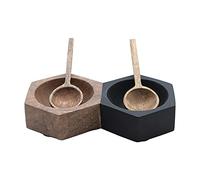 Bloomingville Mango Wood Hexagon Salt and Pepper Bowl Cellar Black & Natural Serveware, 6"