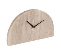 Bloomingville Modern Half Moon Marble, Beige and Black Mantel Clock, Natural