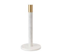 Bloomingville Modern Marble Paper Towel Holder with Brass Accent Band, White
