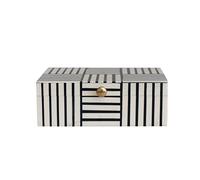 Bloomingville Modern Resin Striped Block Pattern and Gold Clasp, Black and White Box