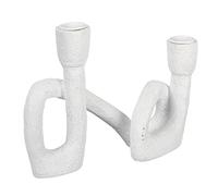 Bloomingville Modern Sculptural Double, White Taper Candle Holder