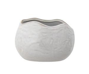 Bloomingville Pennie Collection White Flowerpot, Organic Design Glazed Stoneware, Perfect for Indoor Plant Decoration, Matt Finish, L16.5xH11xW13 cm, Unique with Color Variation, 82060773