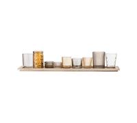 Bloomingville Sanga tray with candle holders 10 pieces Brown