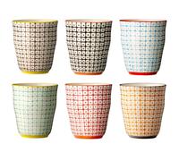 Bloomingville Set of 6 Mugs, Ceramic, Red Orange Blue Green, Kitchen Decor