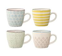 Bloomingville Small Cups Patrizia, Blue Yellow Green Rose, Ceramic, Set of 4