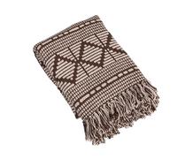 Bloomingville Soft Recycled Cotton Blend Throw with Diamond Pattern, Brown and Beige, Polyester