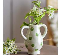 Bloomingville Stoneware Dotted Vase - White & Green