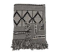 Bloomingville Throw Blanket, Black Cotton, Cozy Home Decor, Soft