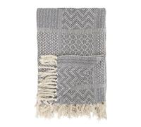 Bloomingville Throw Blanket Grey Cotton Soft Cozy Home Decor