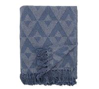 Bloomingville Udine Throw, Blue, Recycled Cotton, L160 x W130 cm | Blue recycled cotton throw with geometric pattern