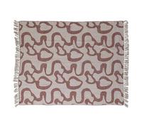 Bloomingville Woven Cotton Blend Jacquard Throw Blanket with Abstract Pattern, Natural and Brown