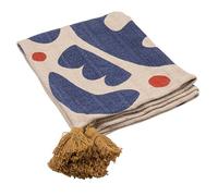 Bloomingville Woven Cotton Blend Throw with Abstract Design, Stripes and Tassels, Multicolor