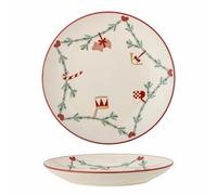 Bloomingville Yule Plate with Classic Christmas Motifs in Natural Colour Stoneware Diameter 25.5 cm Natural