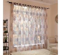 Bloomma Curtain Panel, 2PCS Floral Tree Sheer Curtains Polyester and Viscose Fabric Tulle Voile Curtain for Bedroom Living Room Balcony Door Window,100cm x 250cm