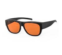 Bloomoak 99% Blue Light Blocking Fit Over Glasses-Amber Nighttime Eyewear-Fit Over Prescription & Reading Glasses, Anti Glare for Better Sleep, Screens (Orange - 99% -Screen Time - DayNight, L)