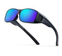 Bloomoak Fit Over Driving Sunglasses, Over Prescription Glasses Wrap Around Sunglasses 100% UV Protection, Anti-glare, TR90 Frame for Men & Women(Blue)