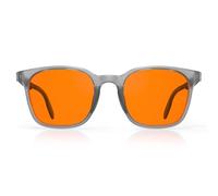 Bloomoak Gaming Glasses | Blue Light Blocking Glasses | Comfortable | Anti Glare, Fatigue, Eyestrain | Computer,Screen,Phone (Square- M, Orange - Frosted Gray Transparent Frame)