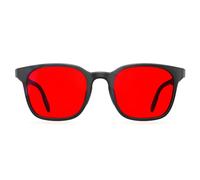 Bloomoak Gaming Glasses | Blue Light Blocking Glasses | Comfortable | Anti Glare, Fatigue, Eyestrain | Computer,Screen,Phone (Square- M, Red - 100% - Frosted Black Frame)